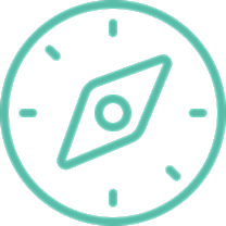 Simple compass icon in teal color