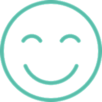 Smiling face with a cheerful expression.