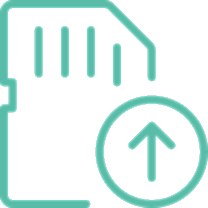 Micro SD card upload symbol silhouette.