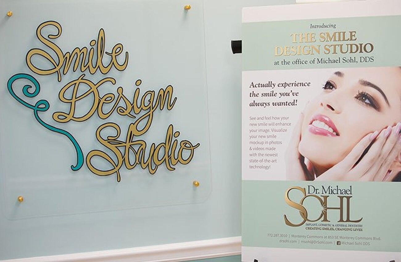 Smile Design Studio office signage and promotion.